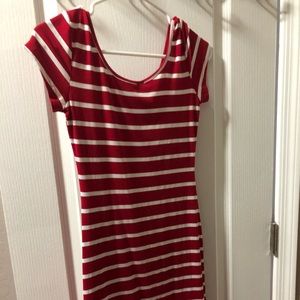 Red and white stripped dress